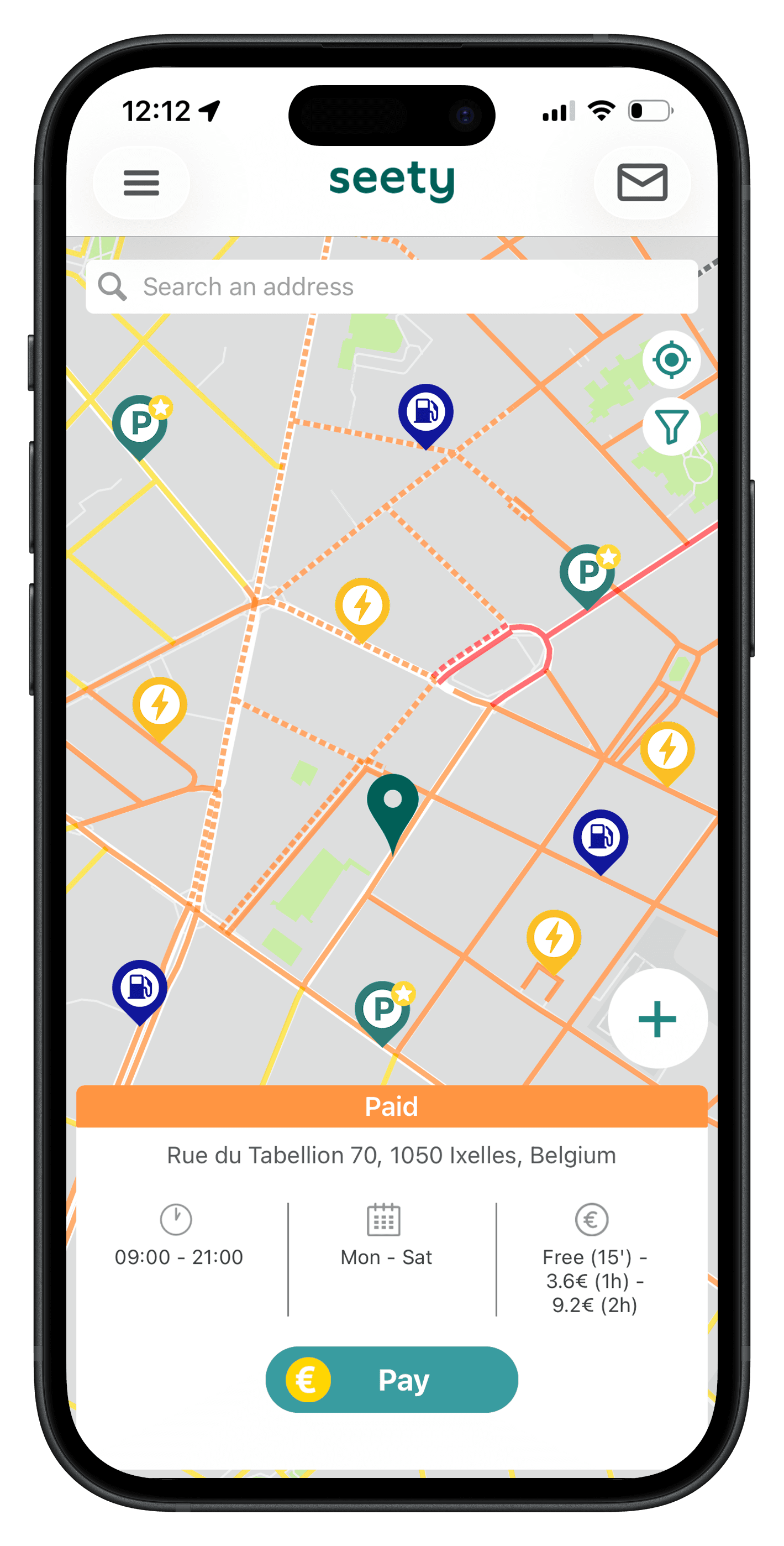 Seety parking app screen
