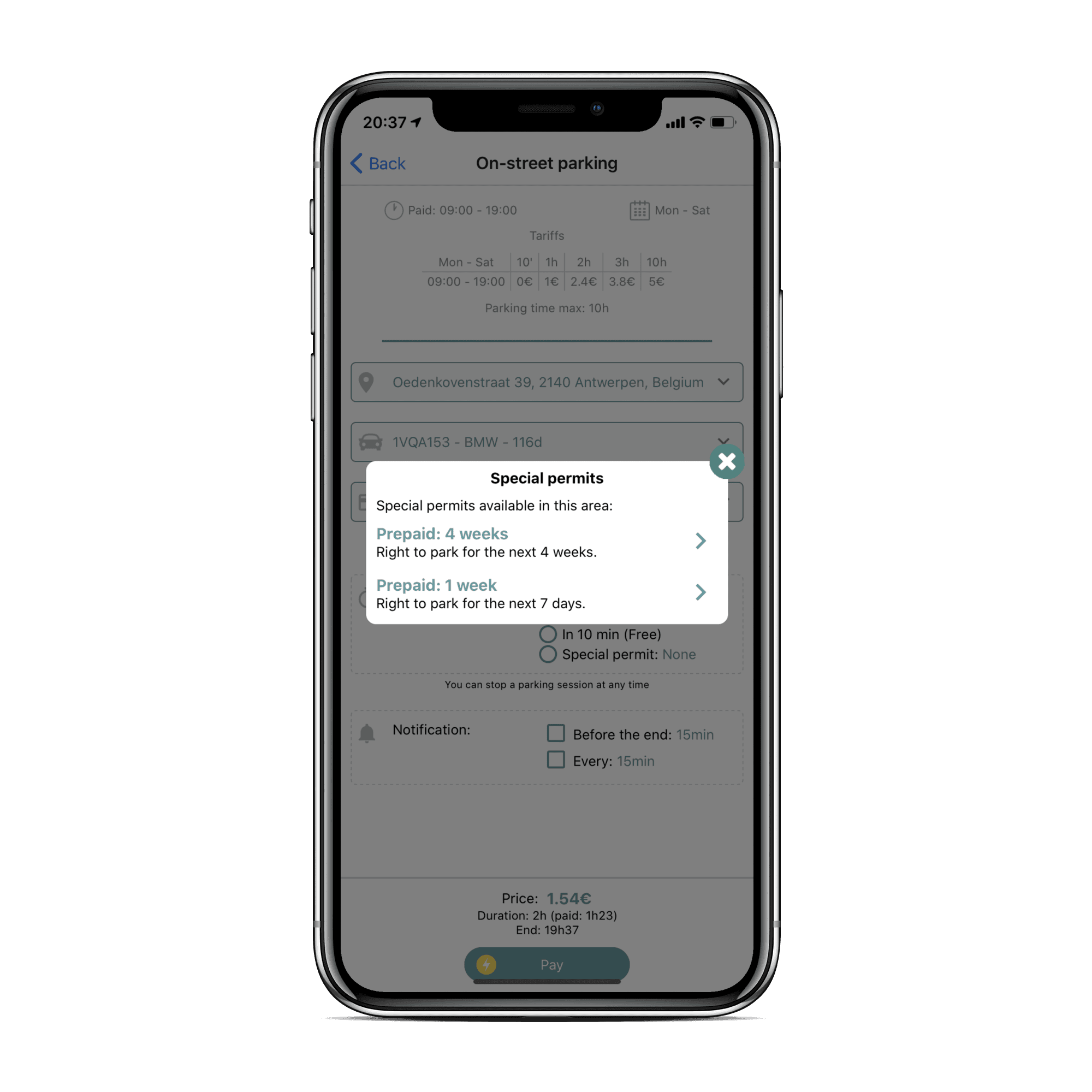 How to buy a 1 or 4 week parking ticket in Antwerp via Seety
