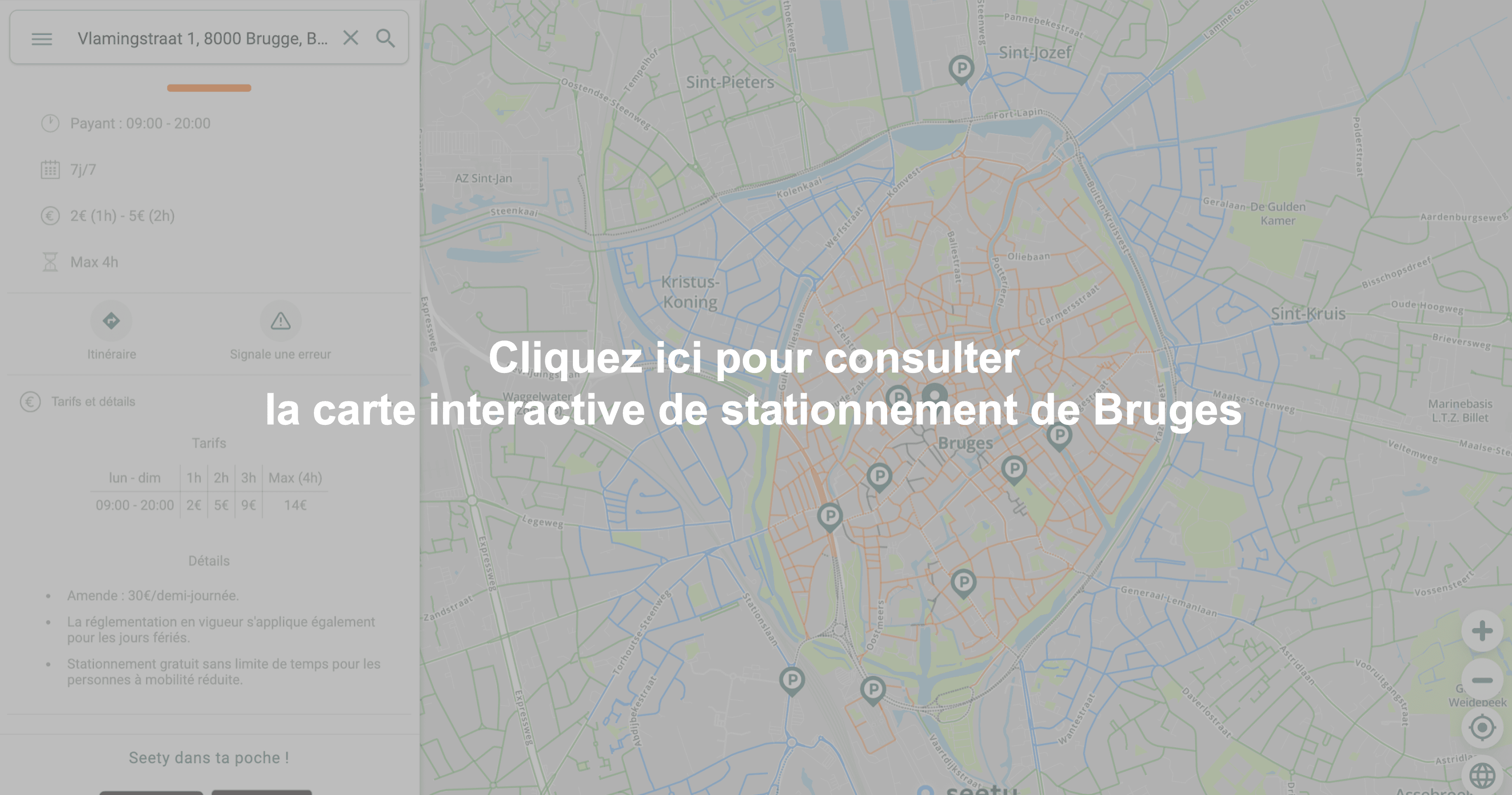 Carte interactive de stationnement à Bruges