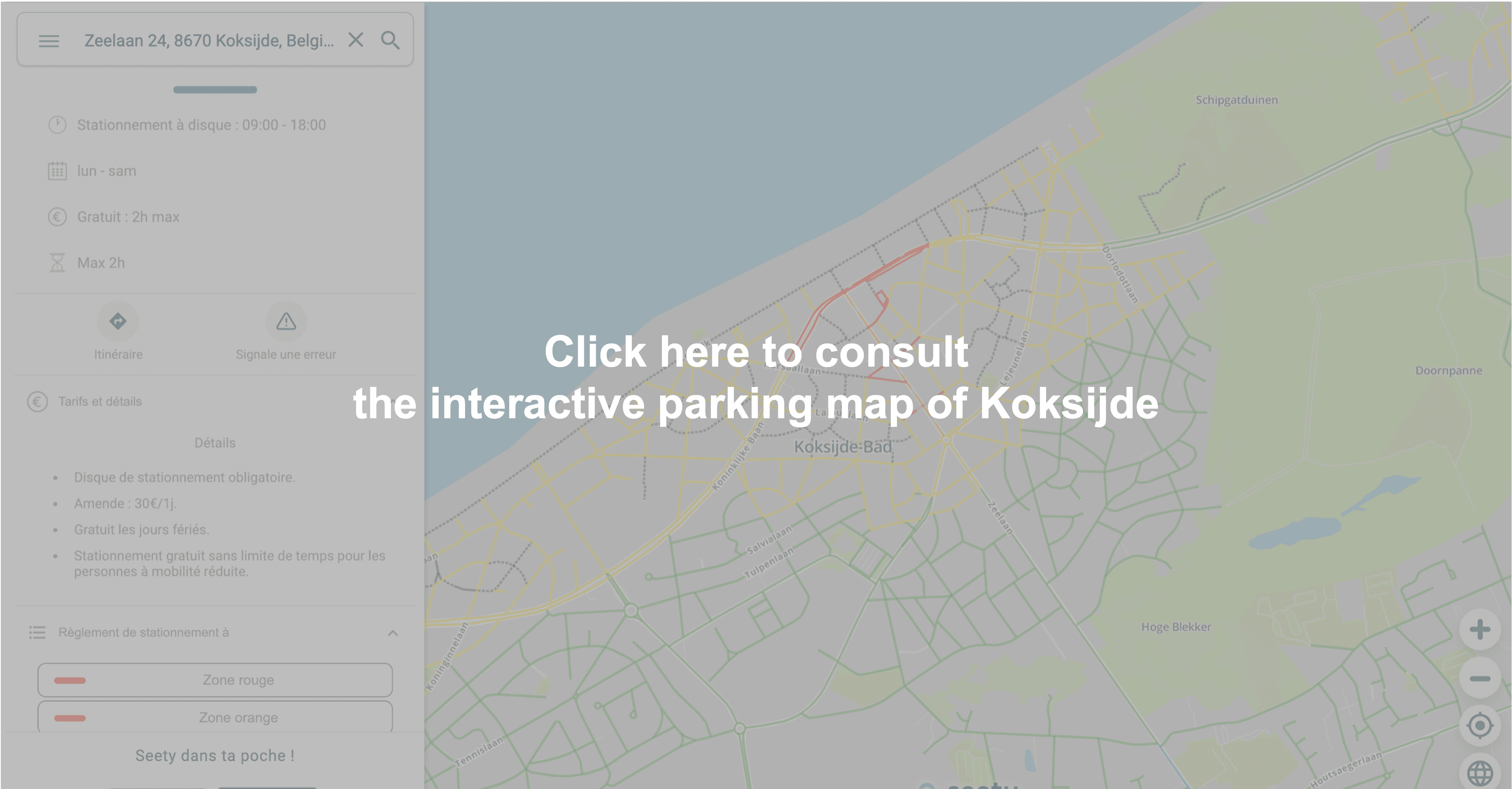 Interactive parking map of Koksijde
