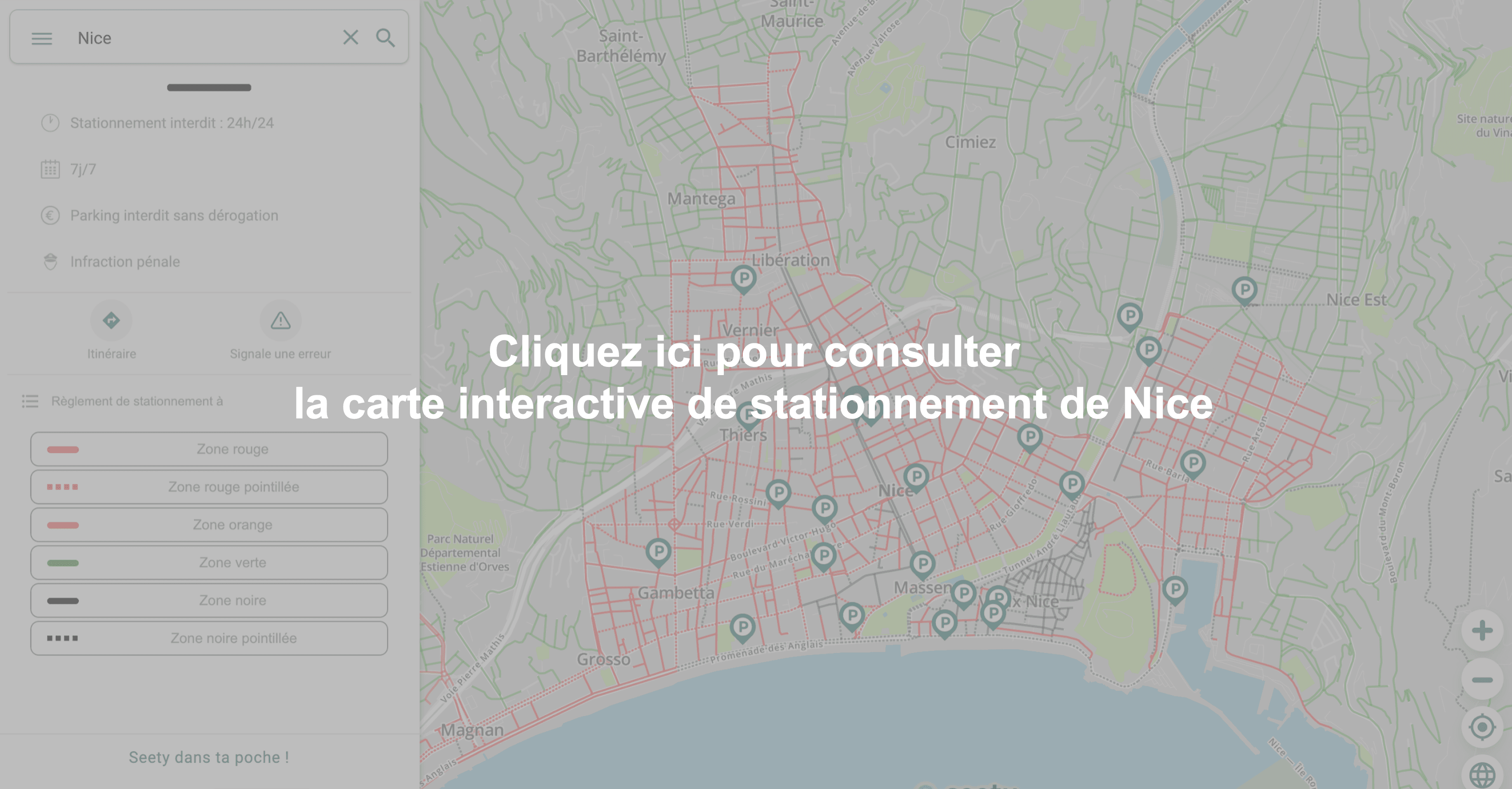 Carte interactive de stationnement à Nice