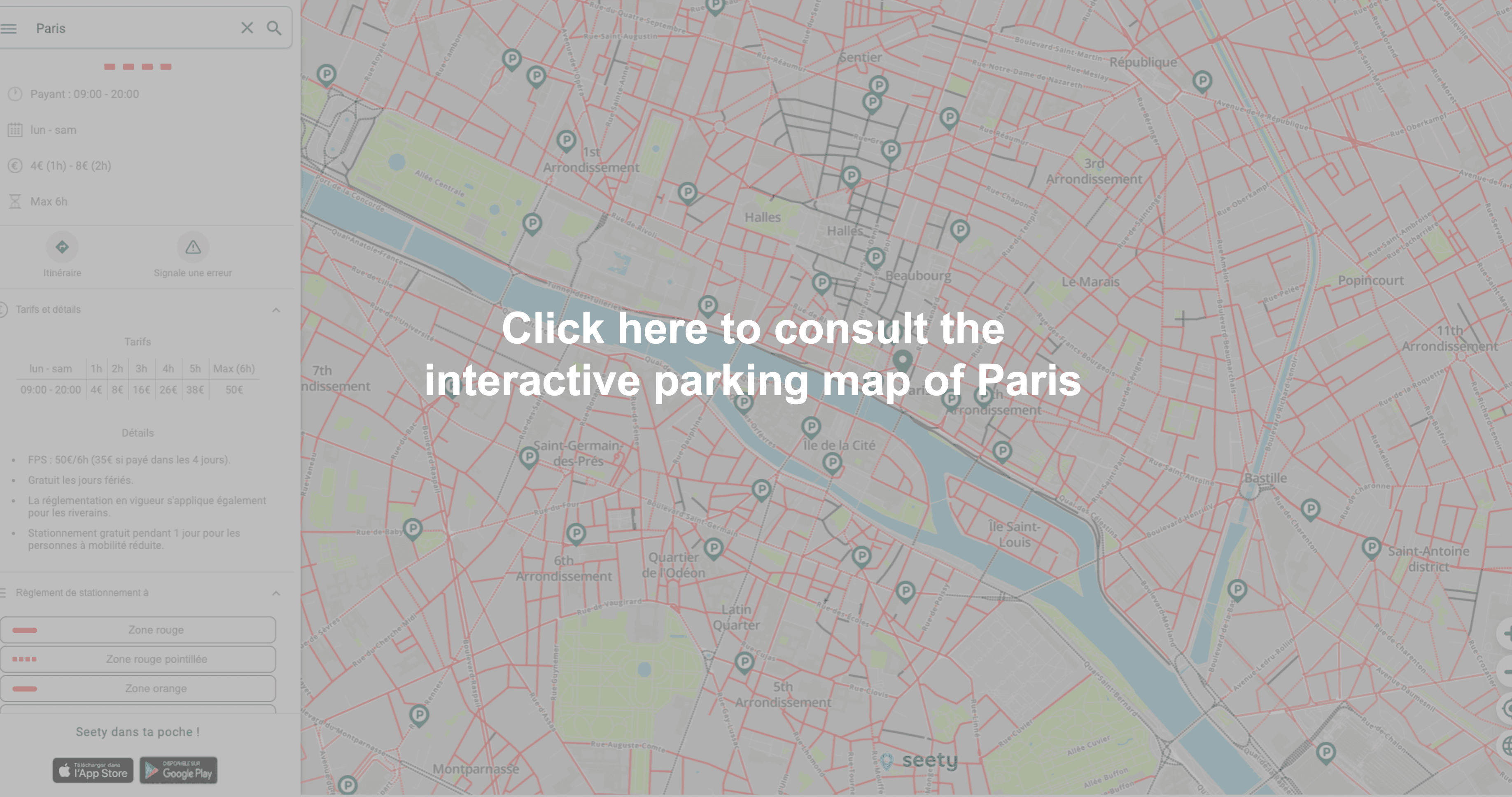 Interactive parking map of Paris