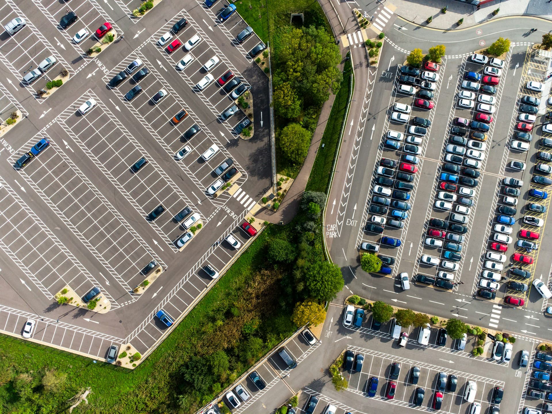 Company car fleet in a parking area